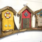 Driftwood Triple Beach Huts - Yellow / Red / Grey - Drift Craft by Jo