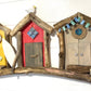 Driftwood Triple Beach Huts - Yellow / Red / Grey - Drift Craft by Jo