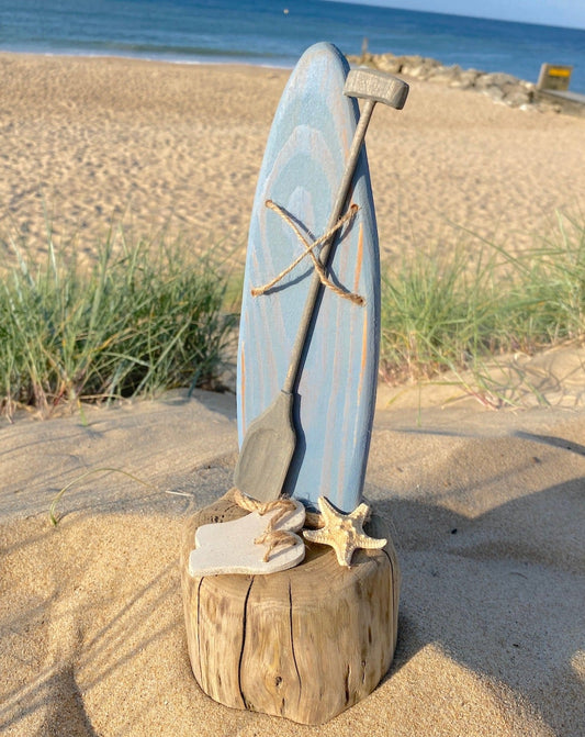 Paddleboard on Driftwood Décor with White Flip flops - Drift Craft by Jo