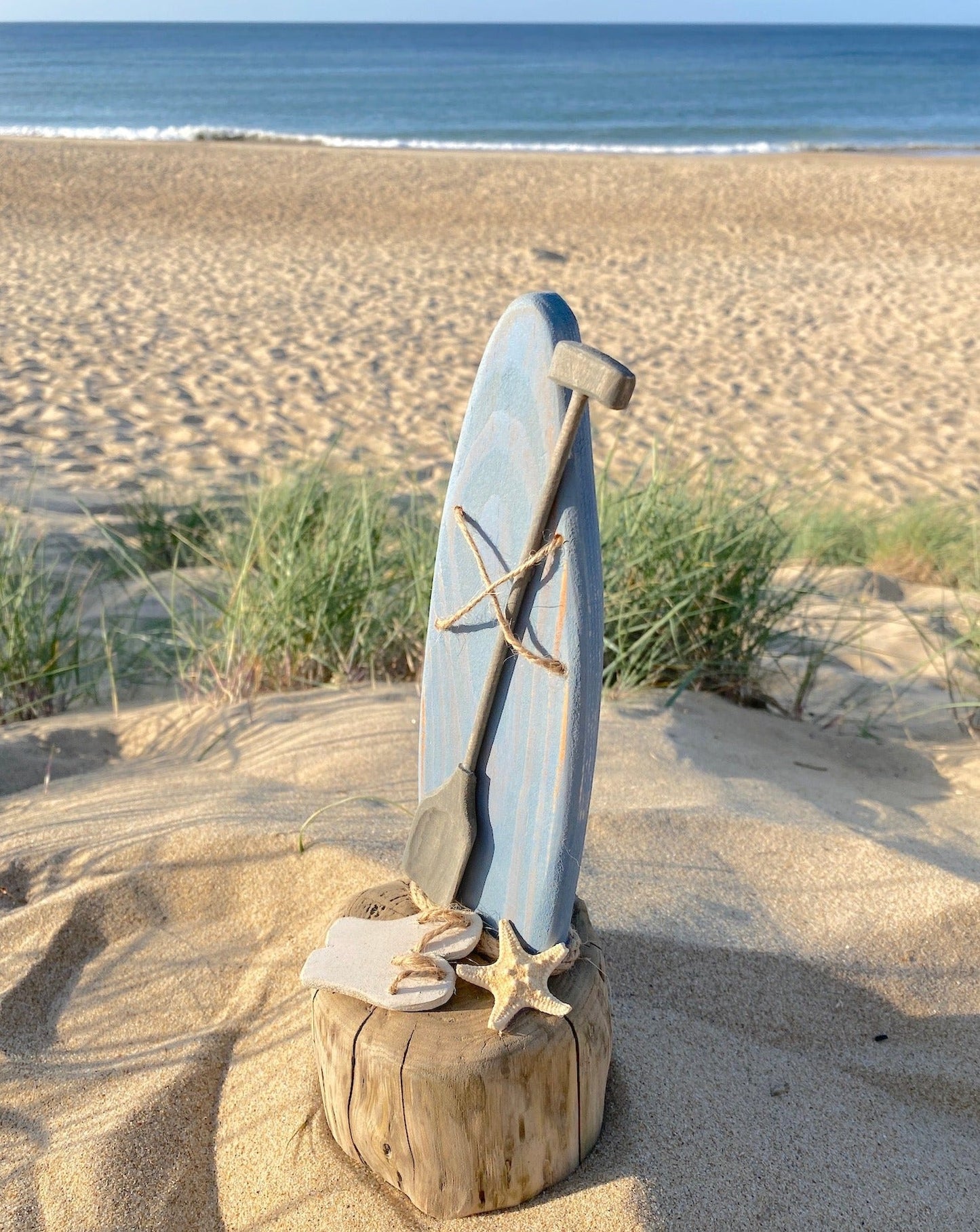 Paddleboard on Driftwood Décor with White Flip flops - Drift Craft by Jo