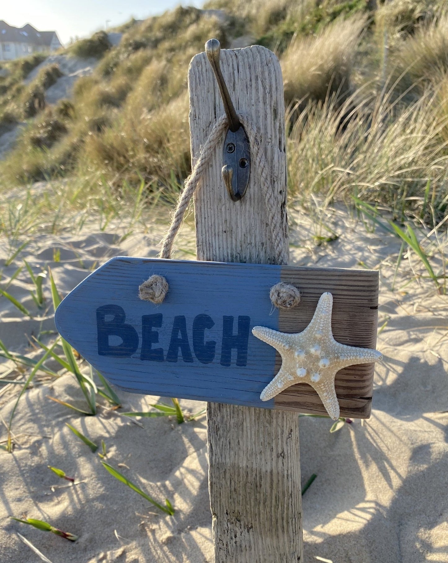 Rustic beach sign with starfish - Drift Craft by Jo