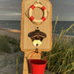 Rustic Driftwood Bottle Opener - Grey with lifebouy - Red Bucket - Drift Craft by Jo