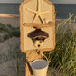 Rustic Driftwood Bottle Opener - Pale blue Starfish and Shell - White Bucket - Drift Craft by Jo