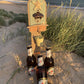 Rustic Driftwood Bottle Opener - Sage with Starfish and shell - Pale Yellow Bucket - Drift Craft by Jo