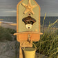 Rustic Driftwood Bottle Opener - Sage with Starfish and shell - Pale Yellow Bucket - Drift Craft by Jo