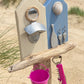 Rustic Wooden Beach Hut Bottle Opener - Double - Mirror, Shell, Prosecco - Drift Craft by Jo