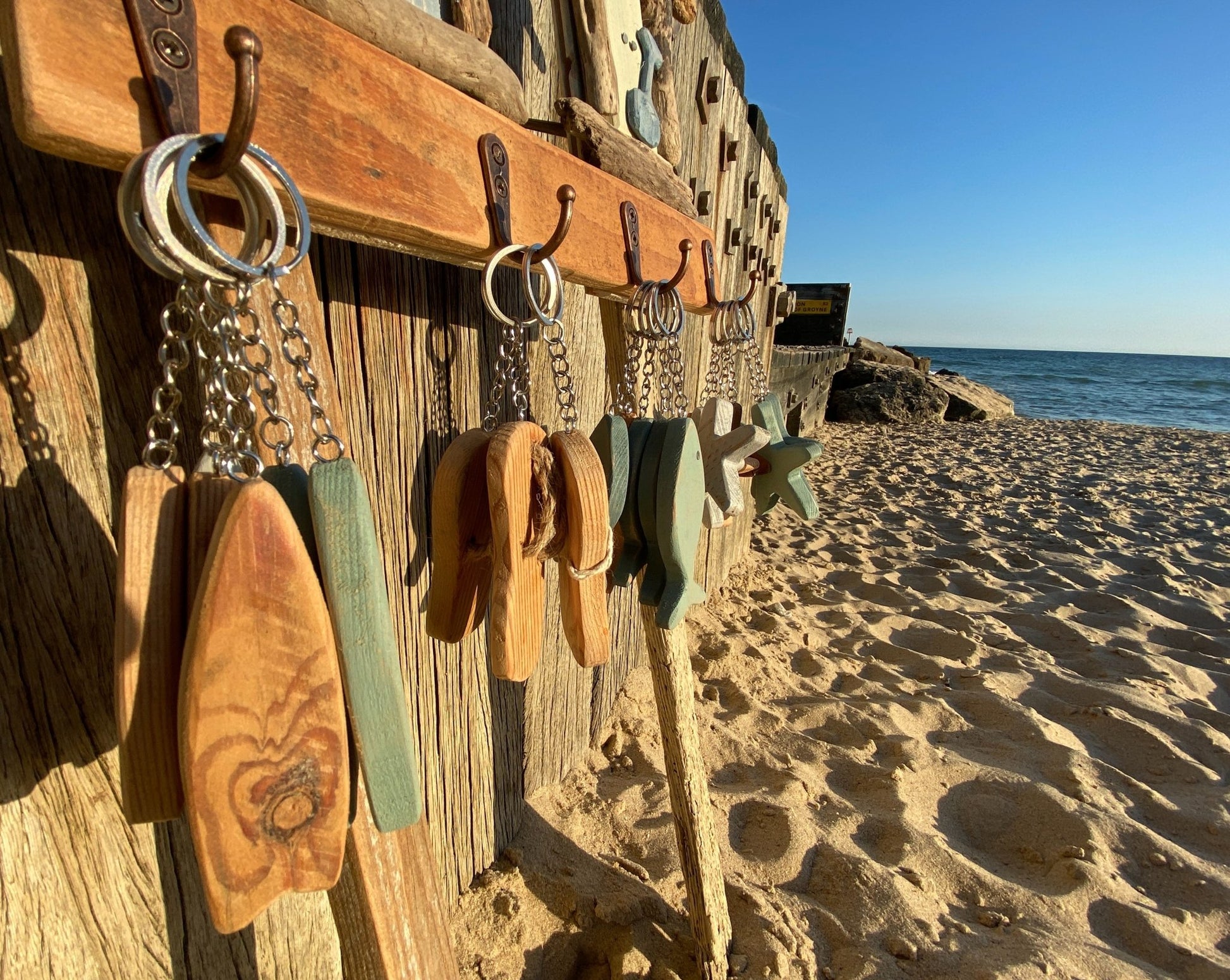 Rustic Wooden Beach Themed Keyrings - Drift Craft by Jo