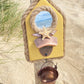 Rustic Wooden Bottle Opener with Bucket - Yellow, Starfish, Shells - Drift Craft by Jo