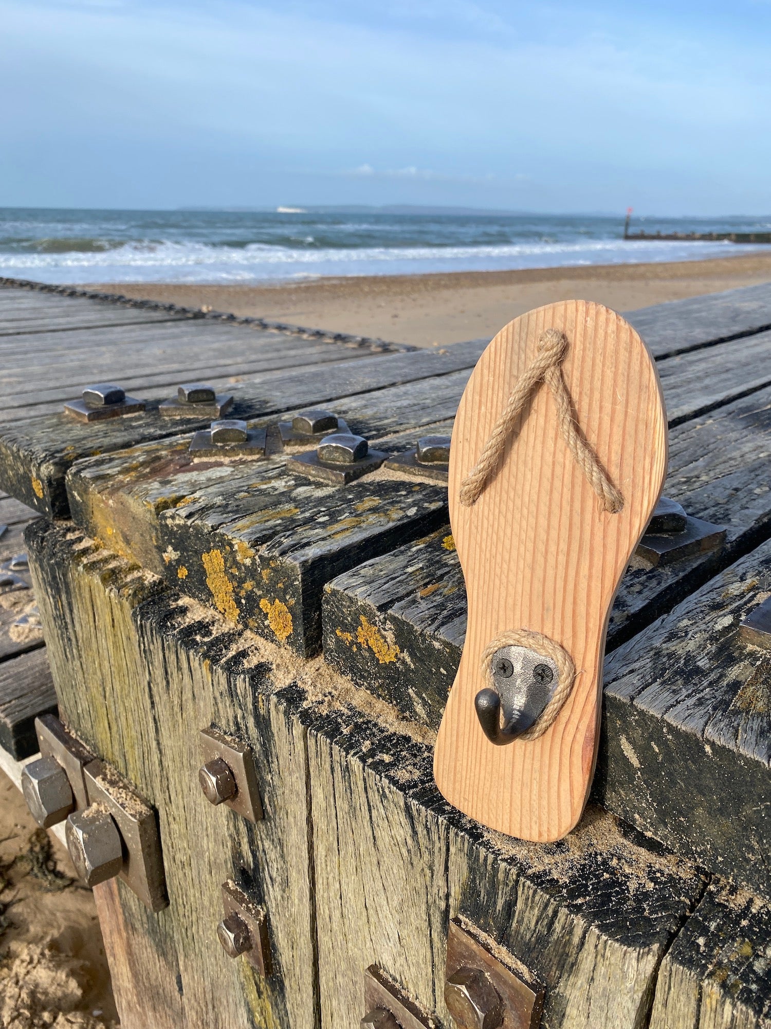 Rustic Wooden Flip Flop Hook - Drift Craft by Jo