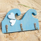 Rustic Wooden Wave Key Hooks - Aqua, Hearts - Drift Craft by Jo